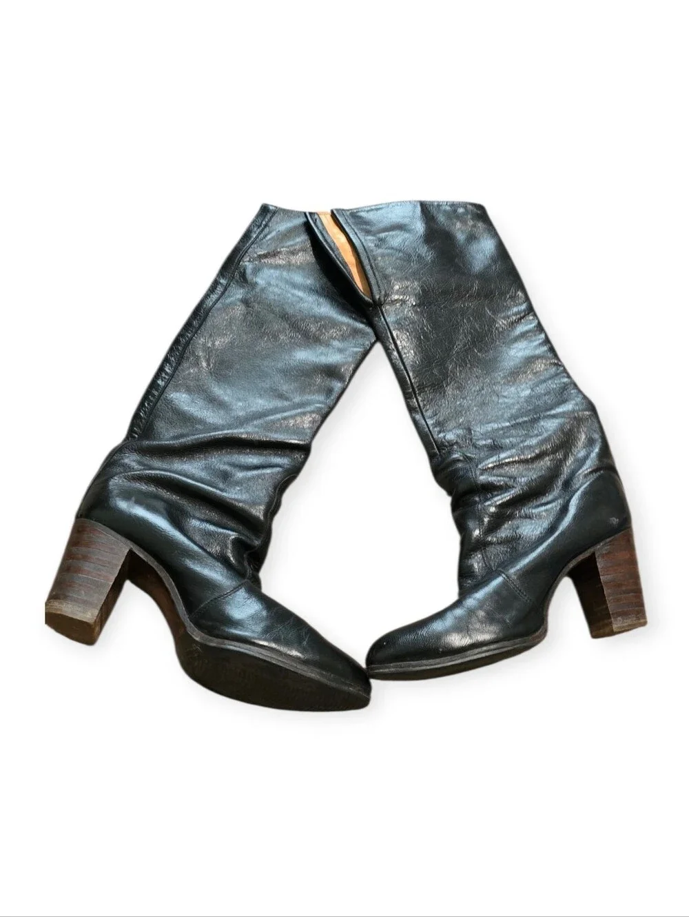 Vintage Christina By Tony Iammatteo Black Leather Knee-High Boots